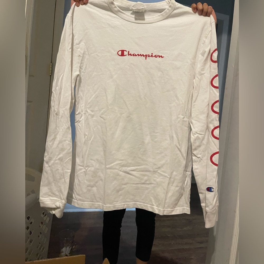 Champion heritage long sleeve white shirt